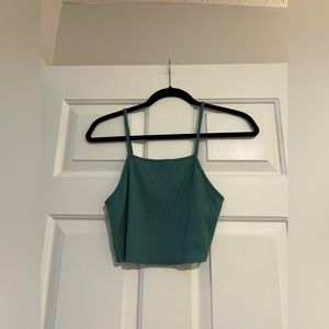 American Eagle Blue-Green Spaghetti Strap Self-Cropped Tank Top Size S